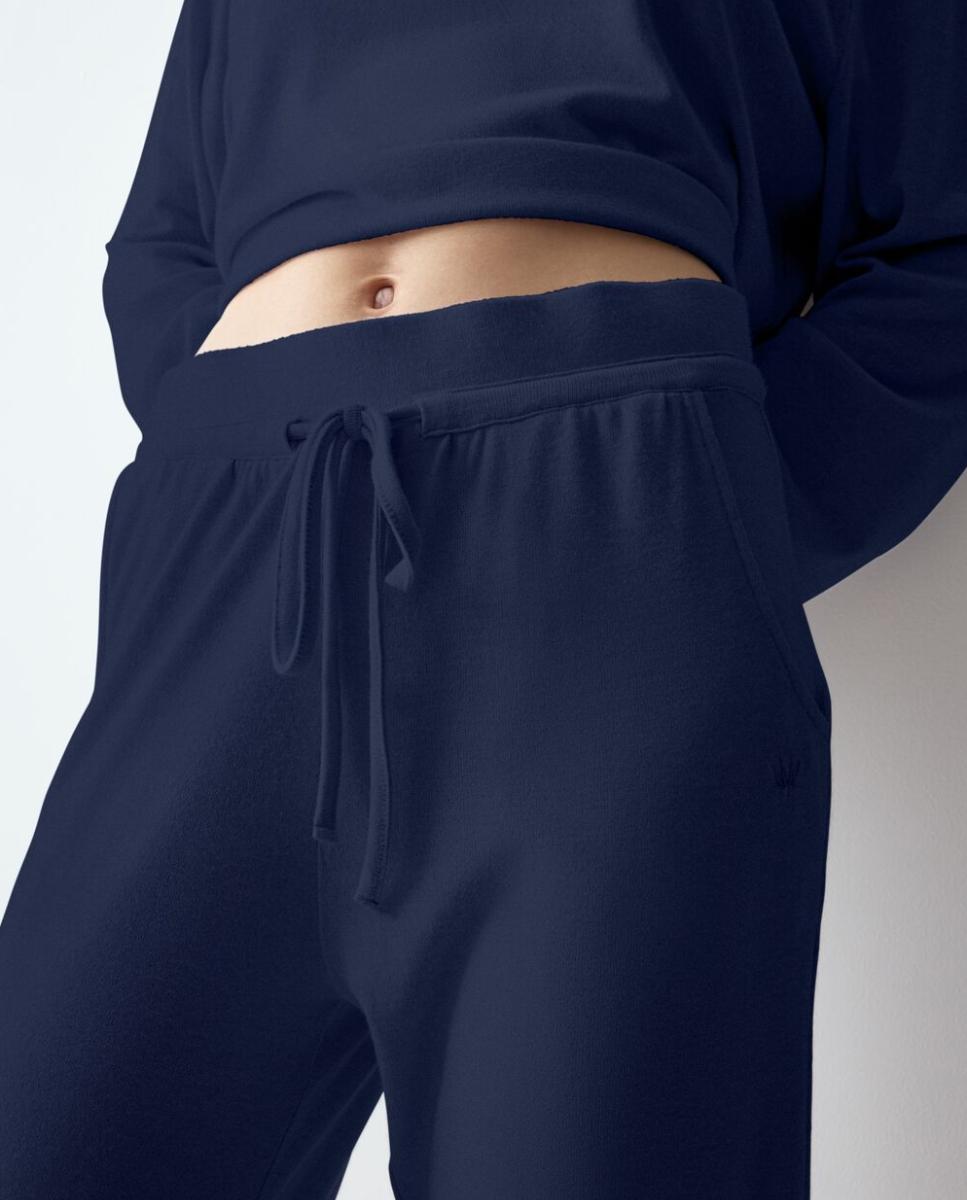 Calças Suaves e Quentes de Pijama, Confecionadas em Tecidos Reciclados e Viscose Ecovero Azul-marinho-3