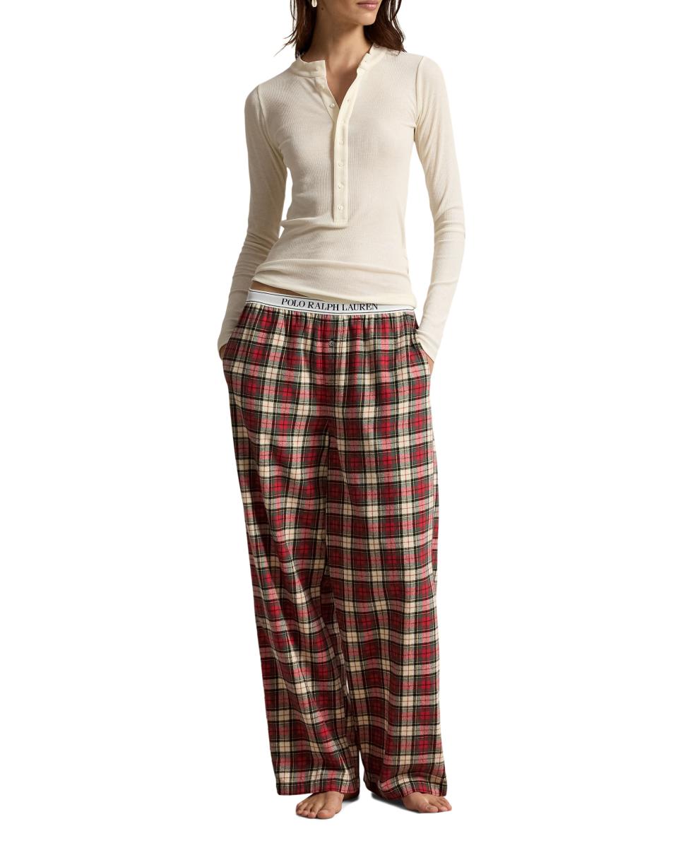 Imagen 1 de Pantalón de pijama de mujer de franela Beige
