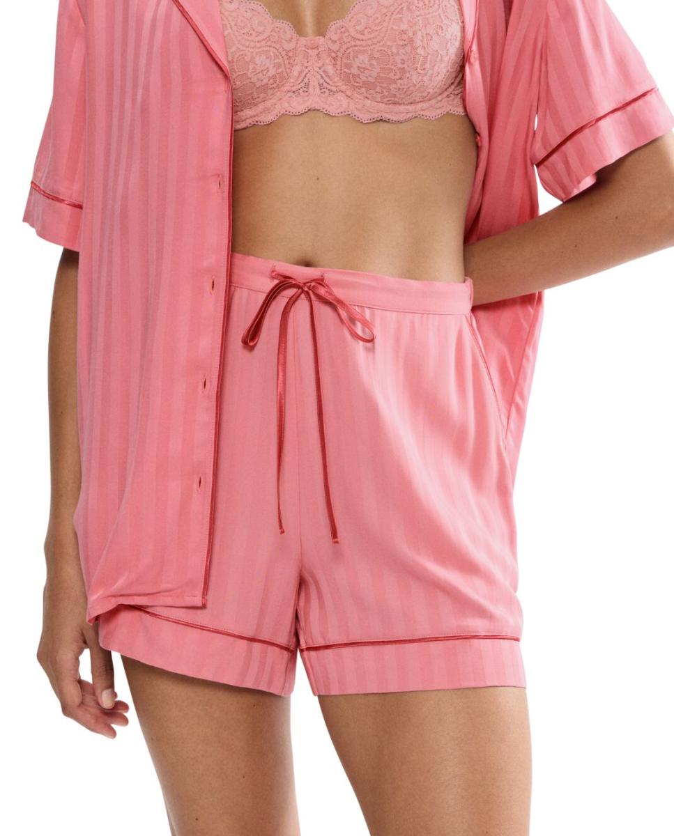 Calções de Pijama em Tecido Jacquard Rosa-1