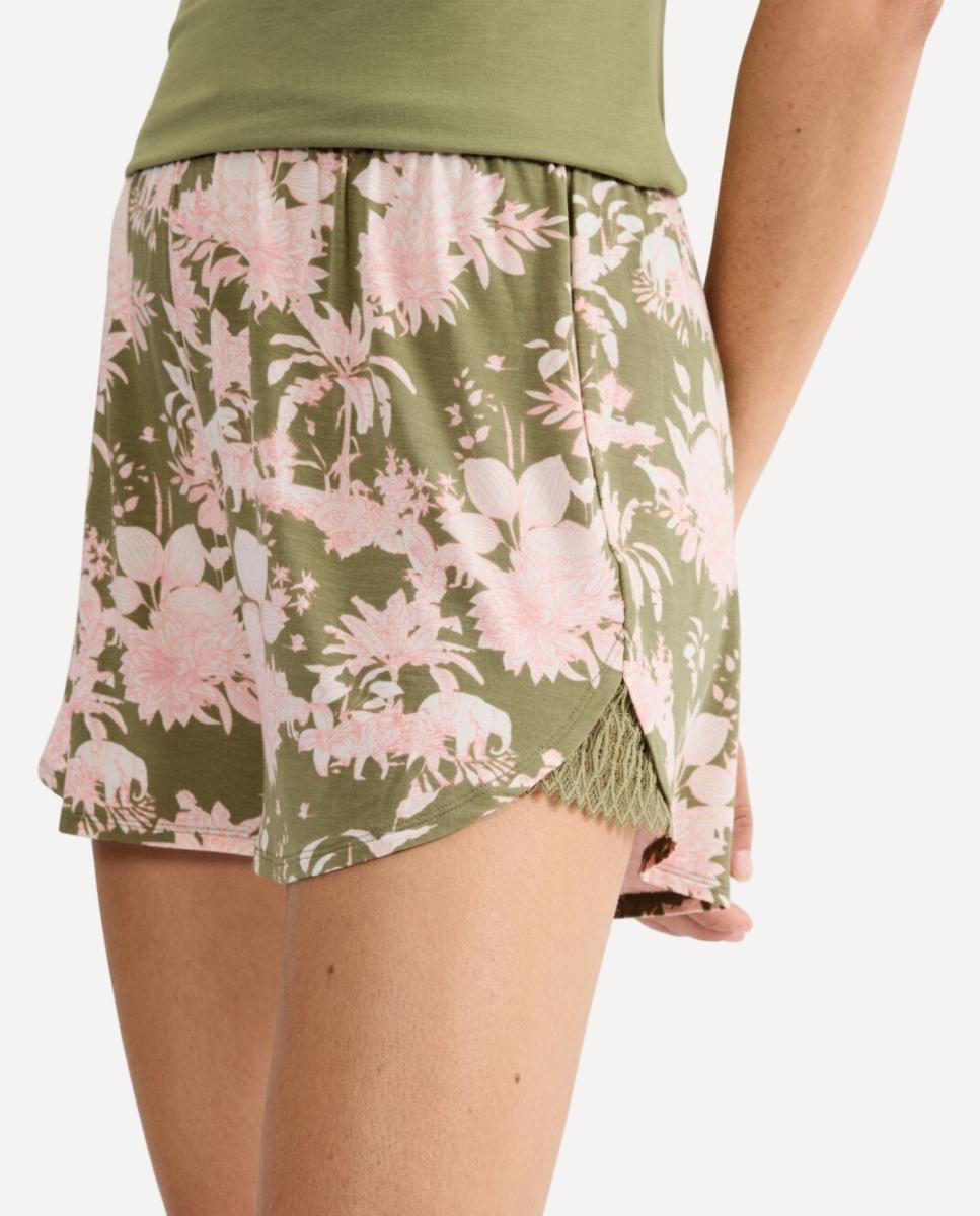 Calções de Pijama Confecionados em Tencel? Modal. Verde-3