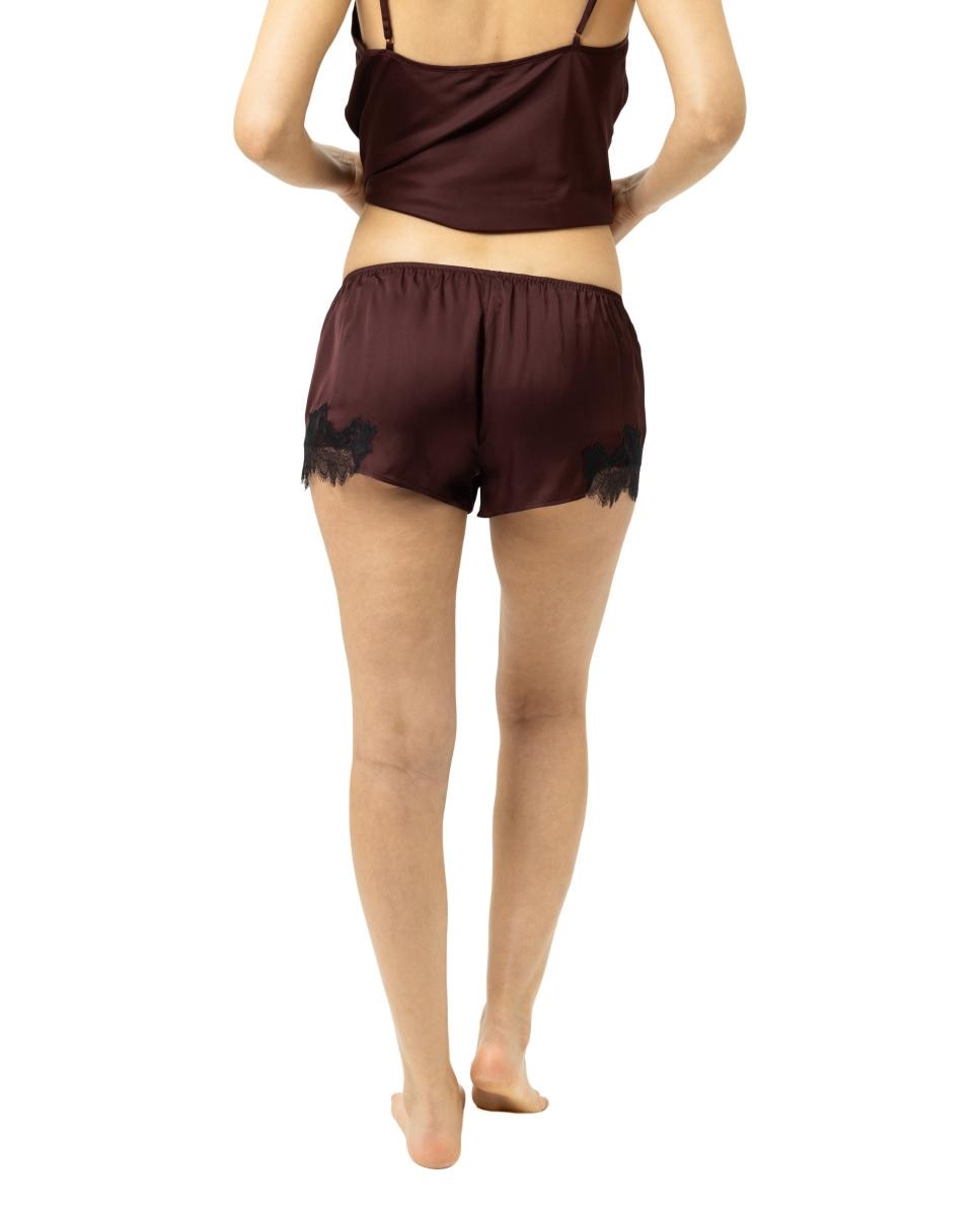 Pantalon Pijama corto con encaje de mujer - Mey - Marrón oscuro Marrón oscuro-2