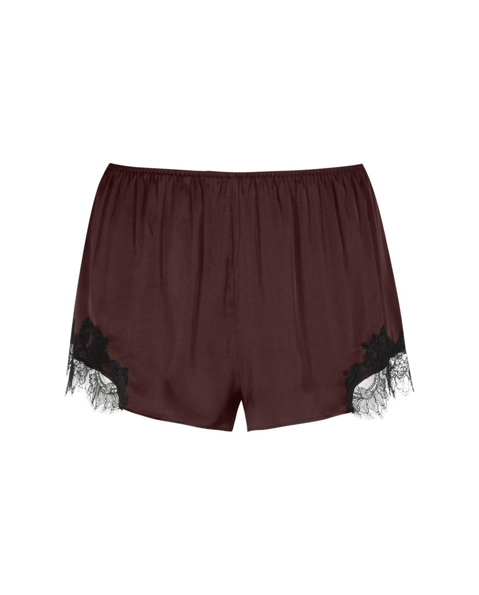 Pantalon Pijama corto con encaje de mujer - Mey - Marrón oscuro Marrón oscuro-4