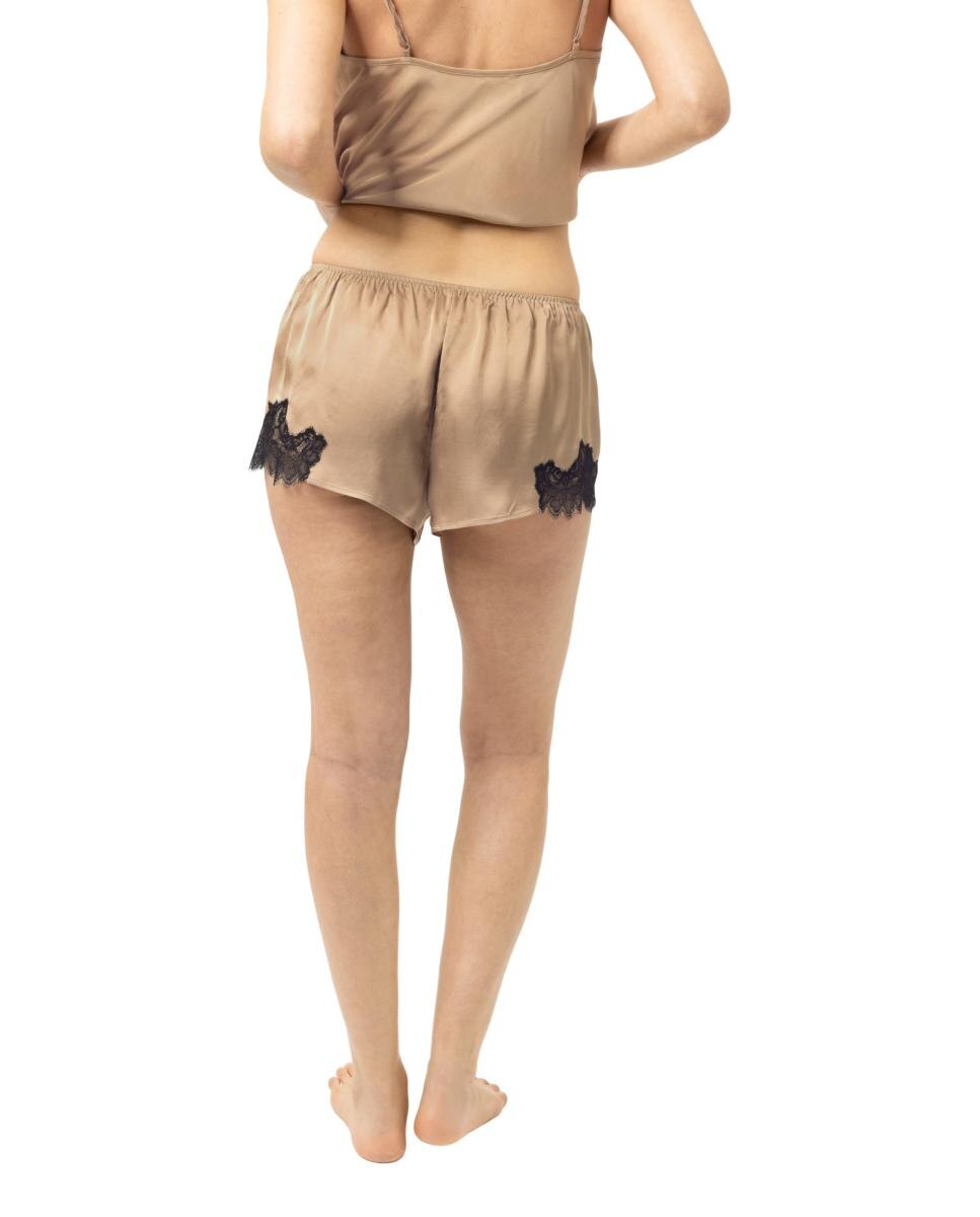 Pantalon Pijama corto con encaje de mujer - Mey - Marrón claro Marrón claro-2