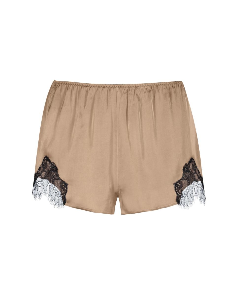 Pantalon Pijama corto con encaje de mujer - Mey - Marrón claro Marrón claro-4