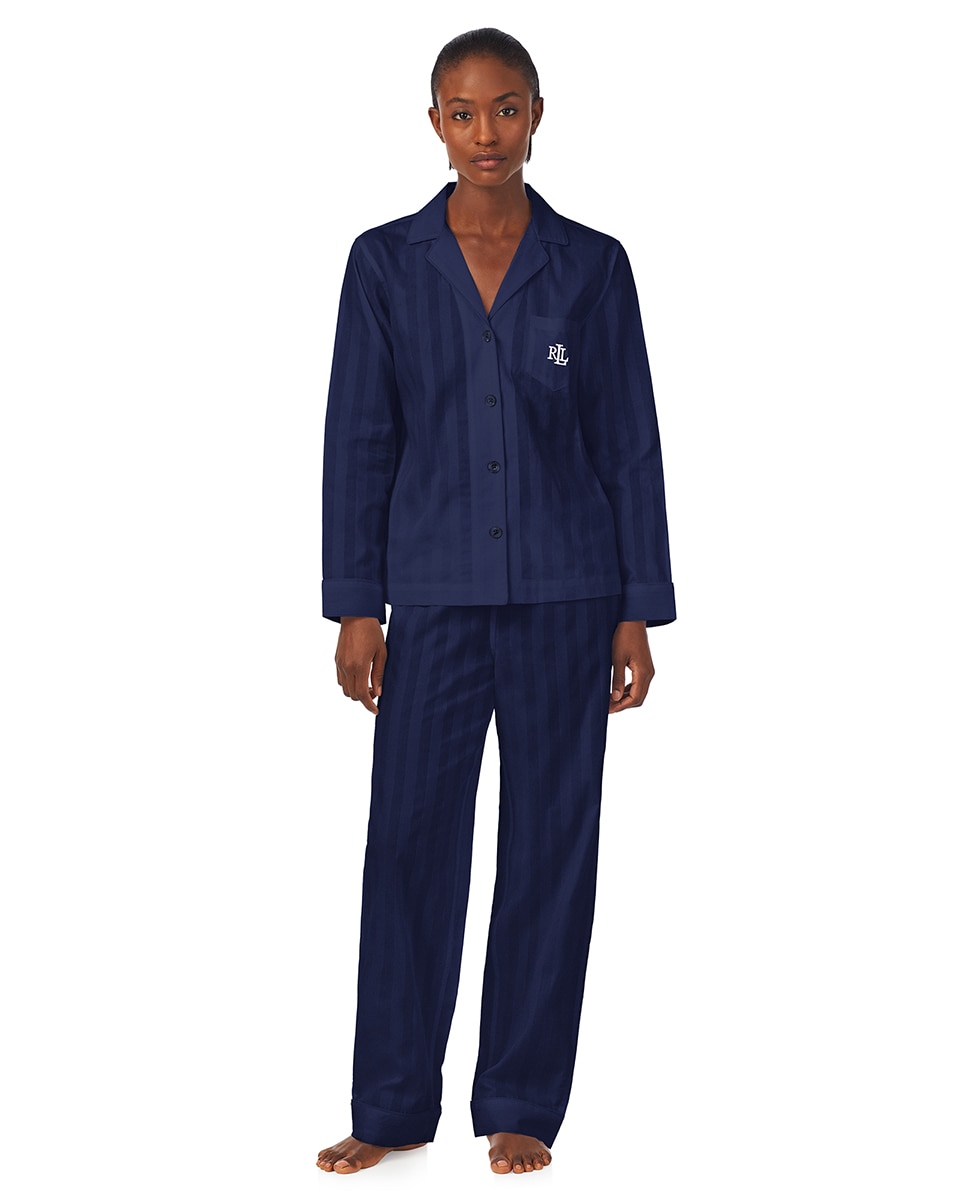 Imagen 0 de Pijama de mujer 100% algodón Azul marino