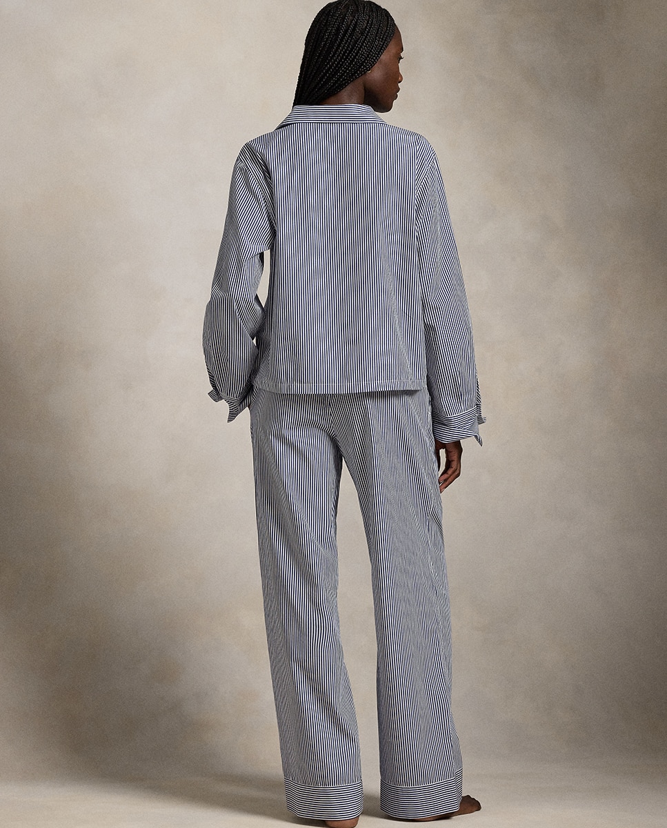 Pijama Comprido às Riscas Azul-marinho-2