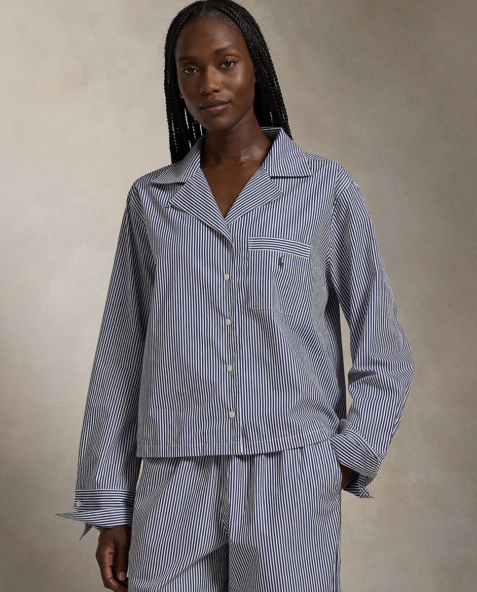 Pijama Comprido às Riscas Azul-marinho-4