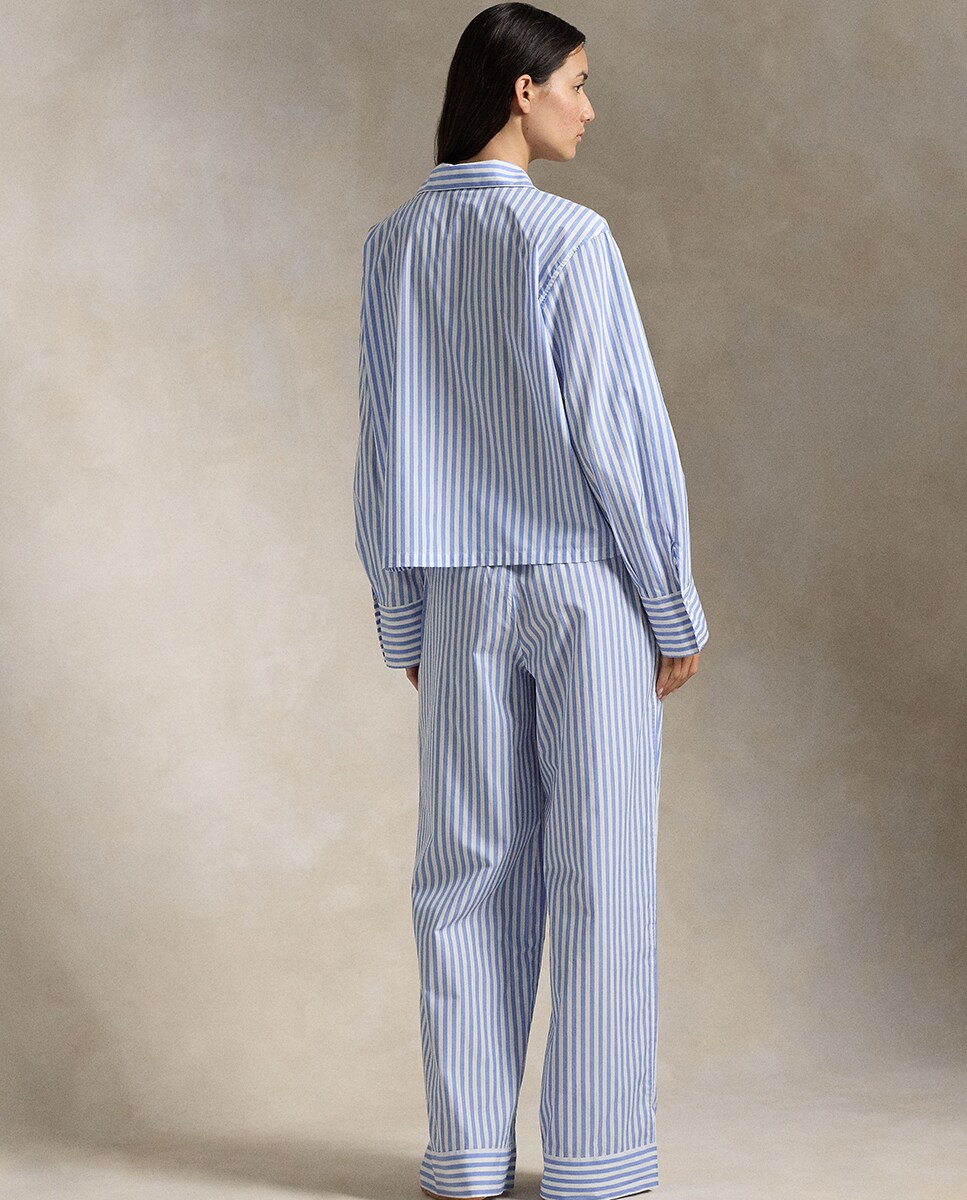 Pijama Comprido às Riscas Azul-claro-2