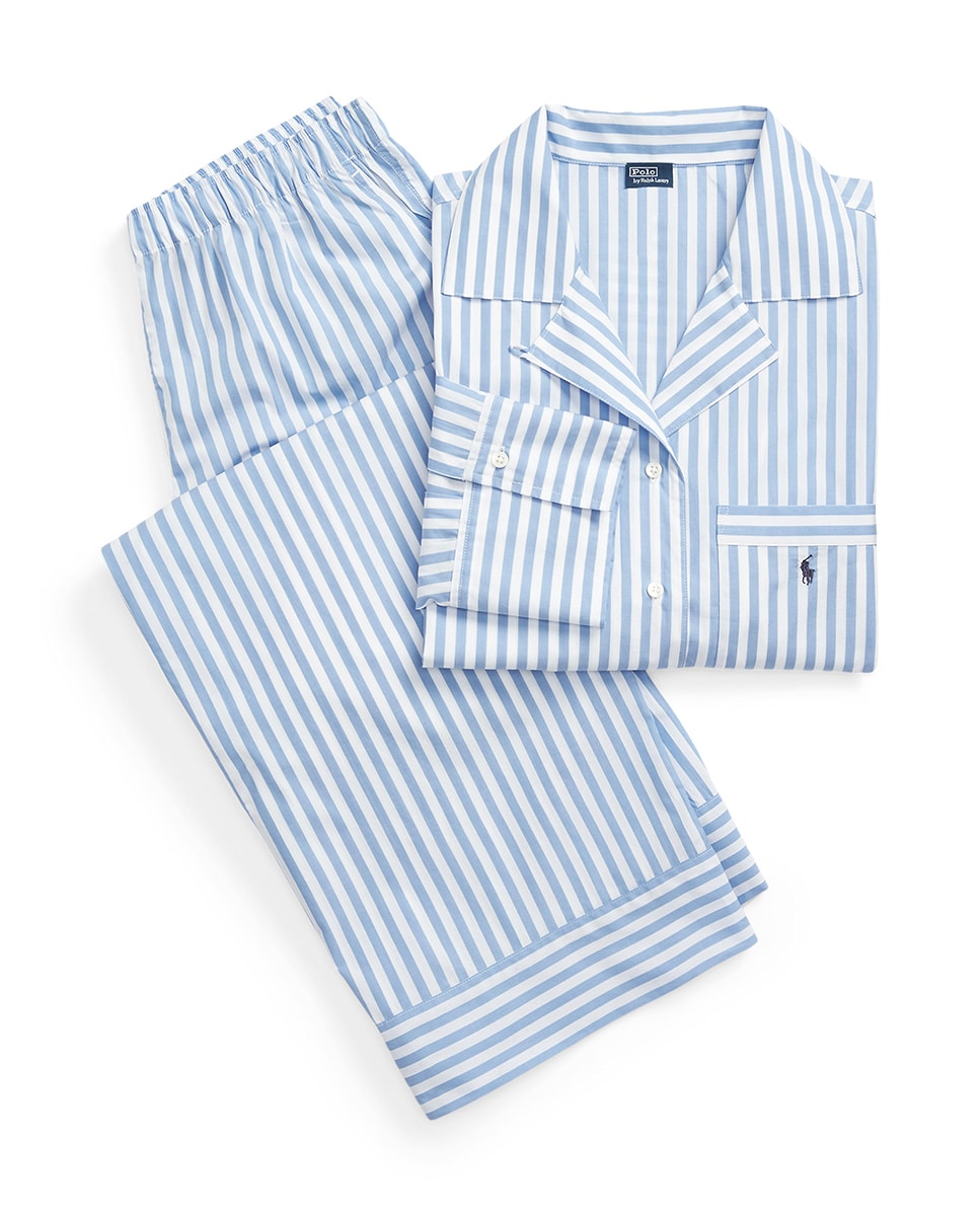 Pijama Comprido às Riscas Azul-claro-6