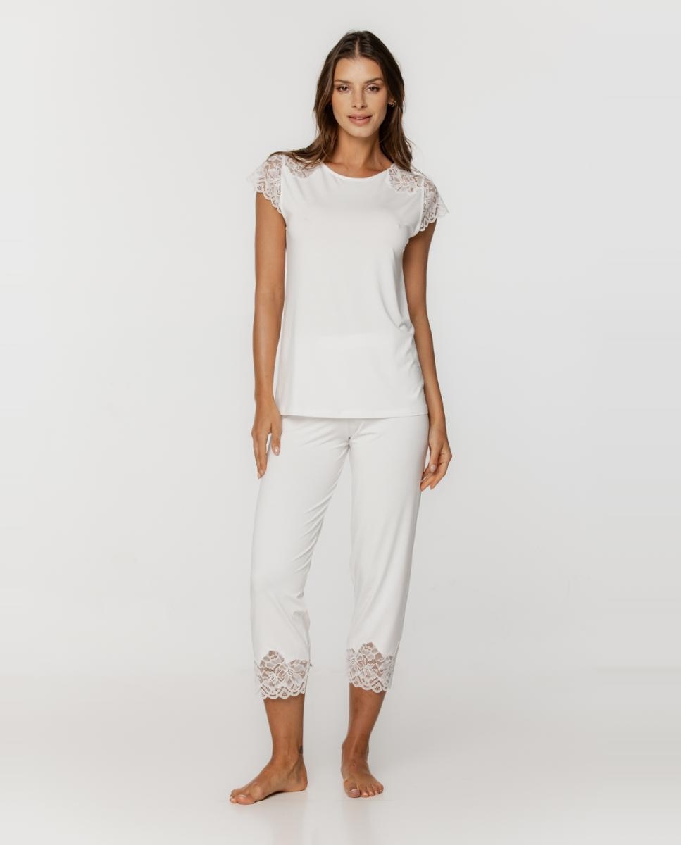 Imagem 0 de Pijama de Micro Modal com Calças Pelo Tornozelo