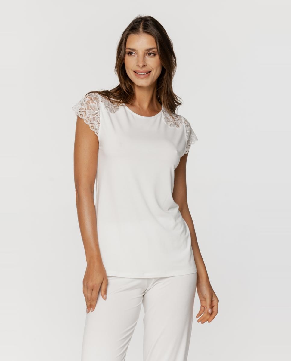 Pijama de Micro Modal com Calças Pelo Tornozelo Natural-3