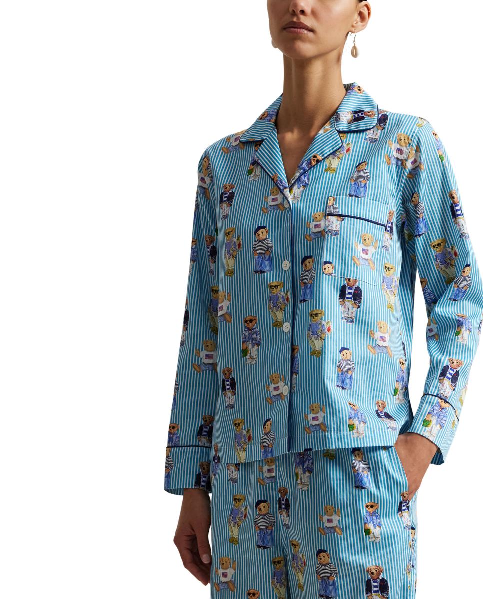 Pijama de Cetim com Polo Bear Azul-3