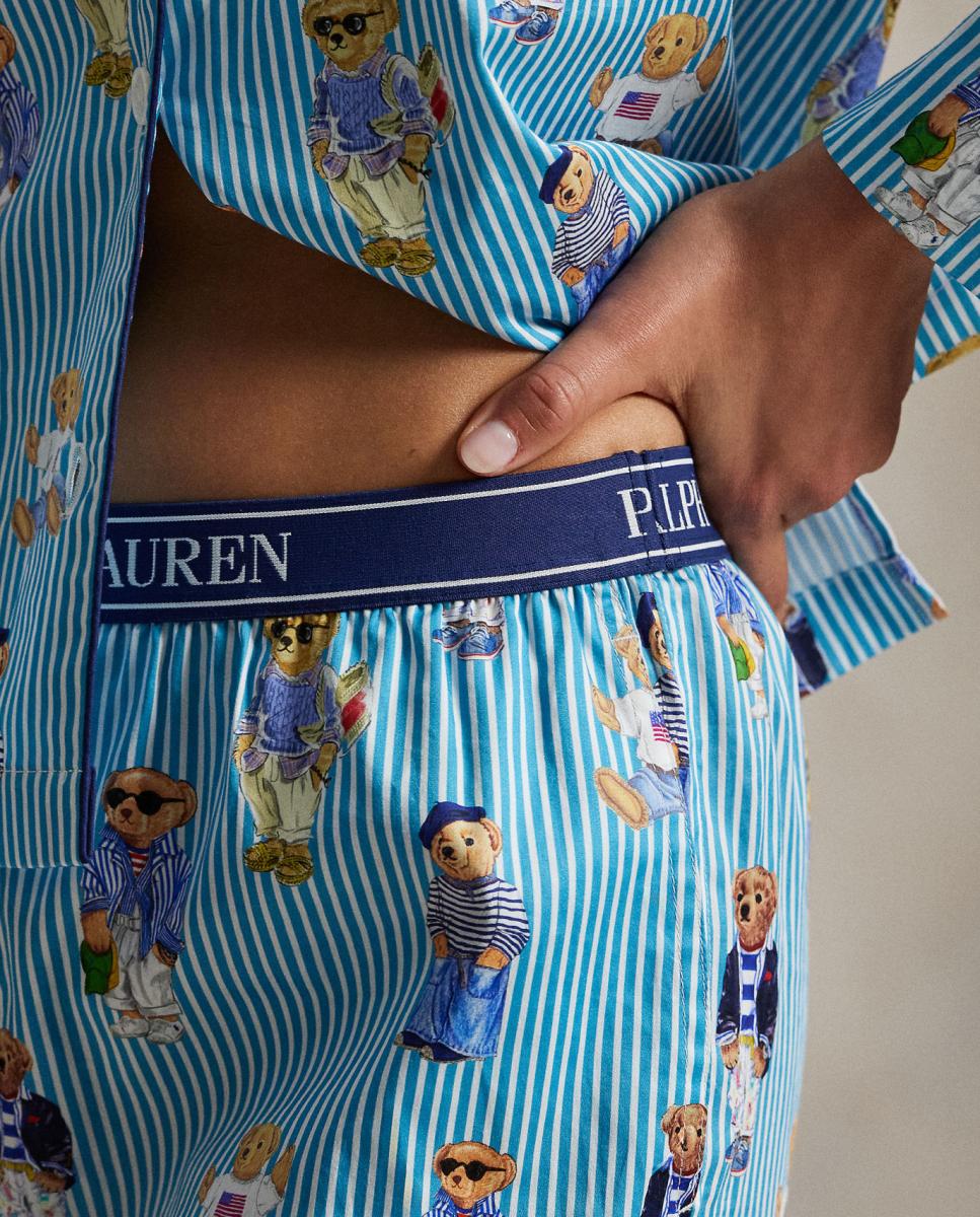 Pijama de Cetim com Polo Bear Azul-4