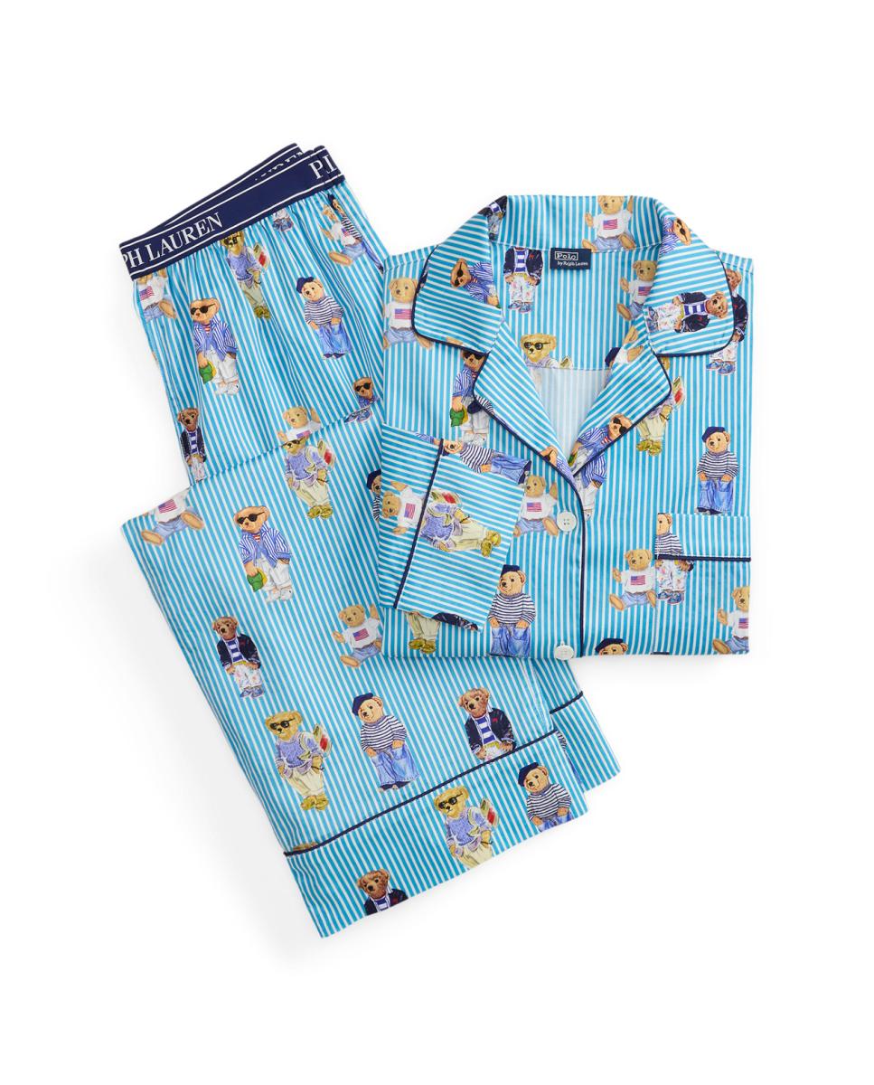 Pijama de Cetim com Polo Bear Azul-5