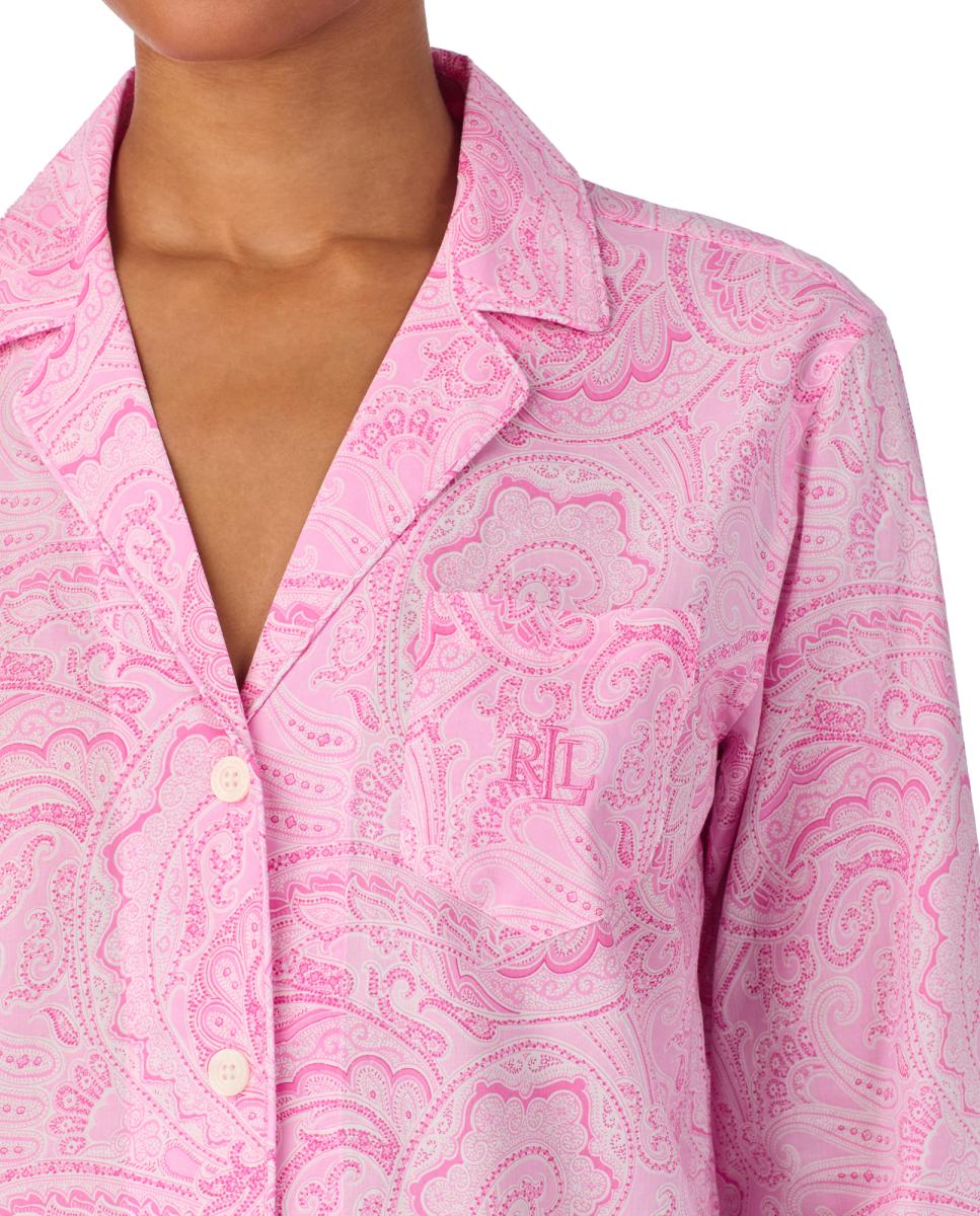 Pijama de Manga Comprida de Algodão e Viscose Branco-4