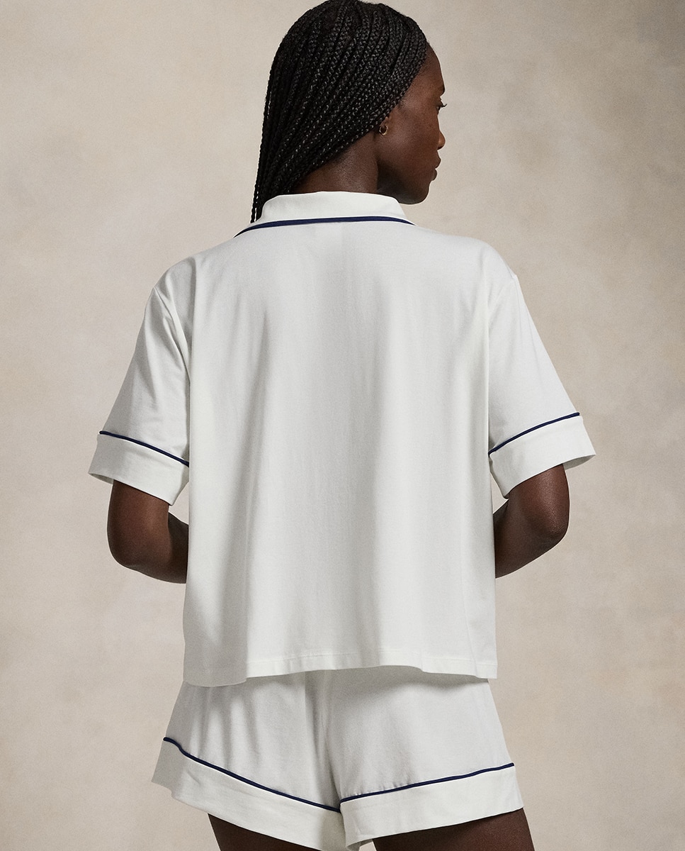 Pijama Curto com Vivos em Contraste Branco-2