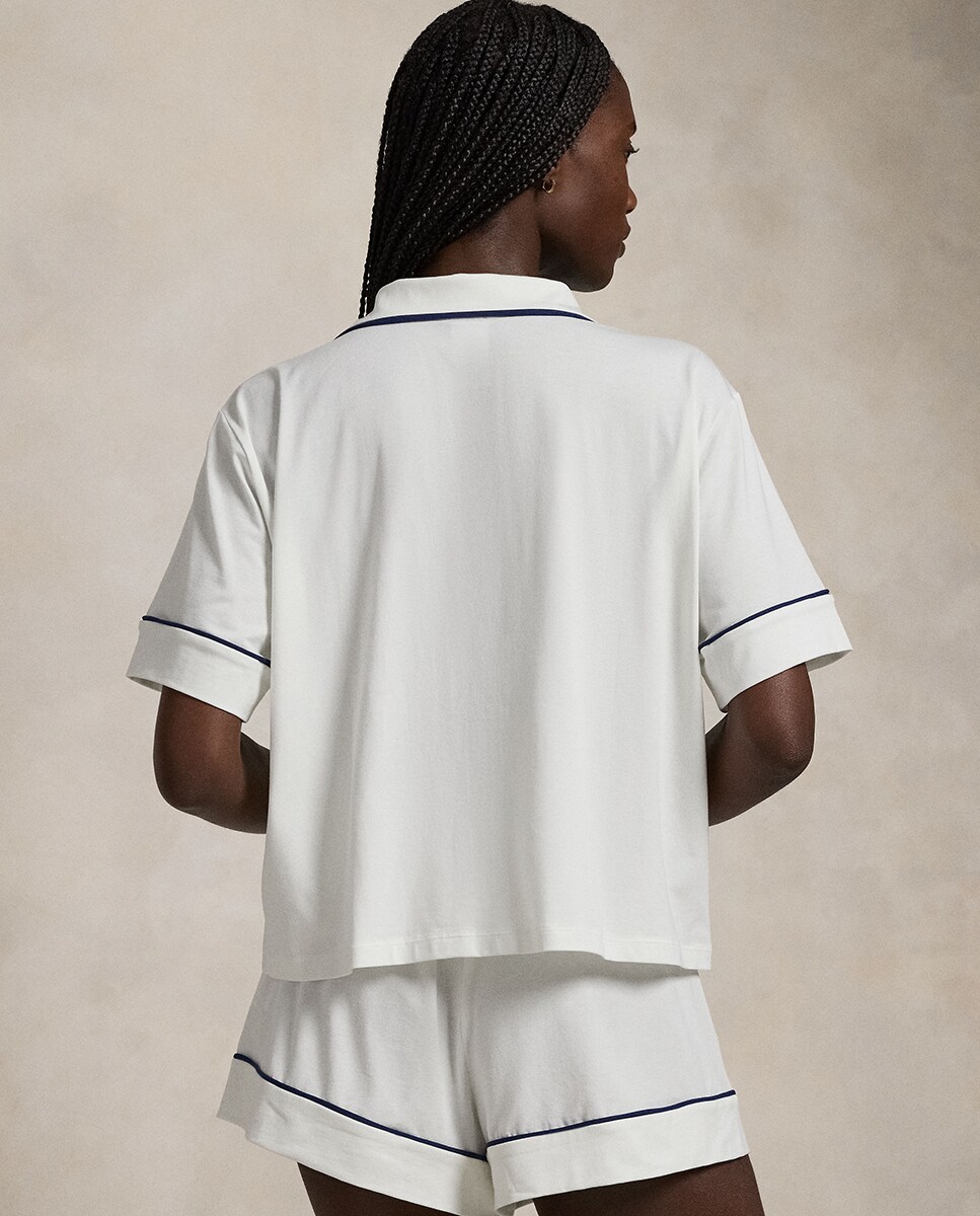 Pijama Curto com Vivos em Contraste Branco-2