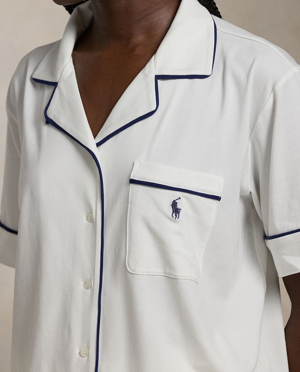 Pijama Curto com Vivos em Contraste Branco-3