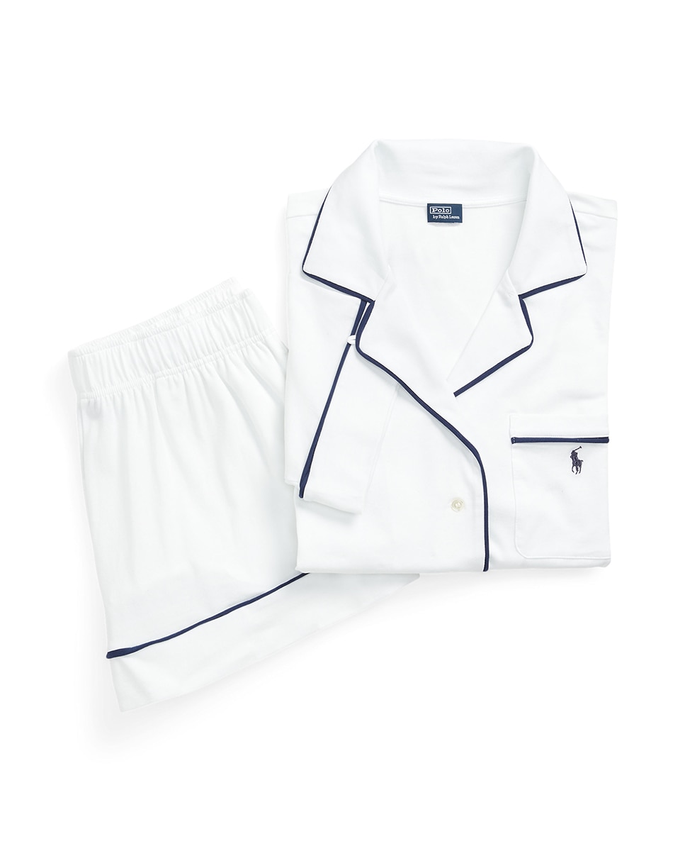 Pijama Curto com Vivos em Contraste Branco-5