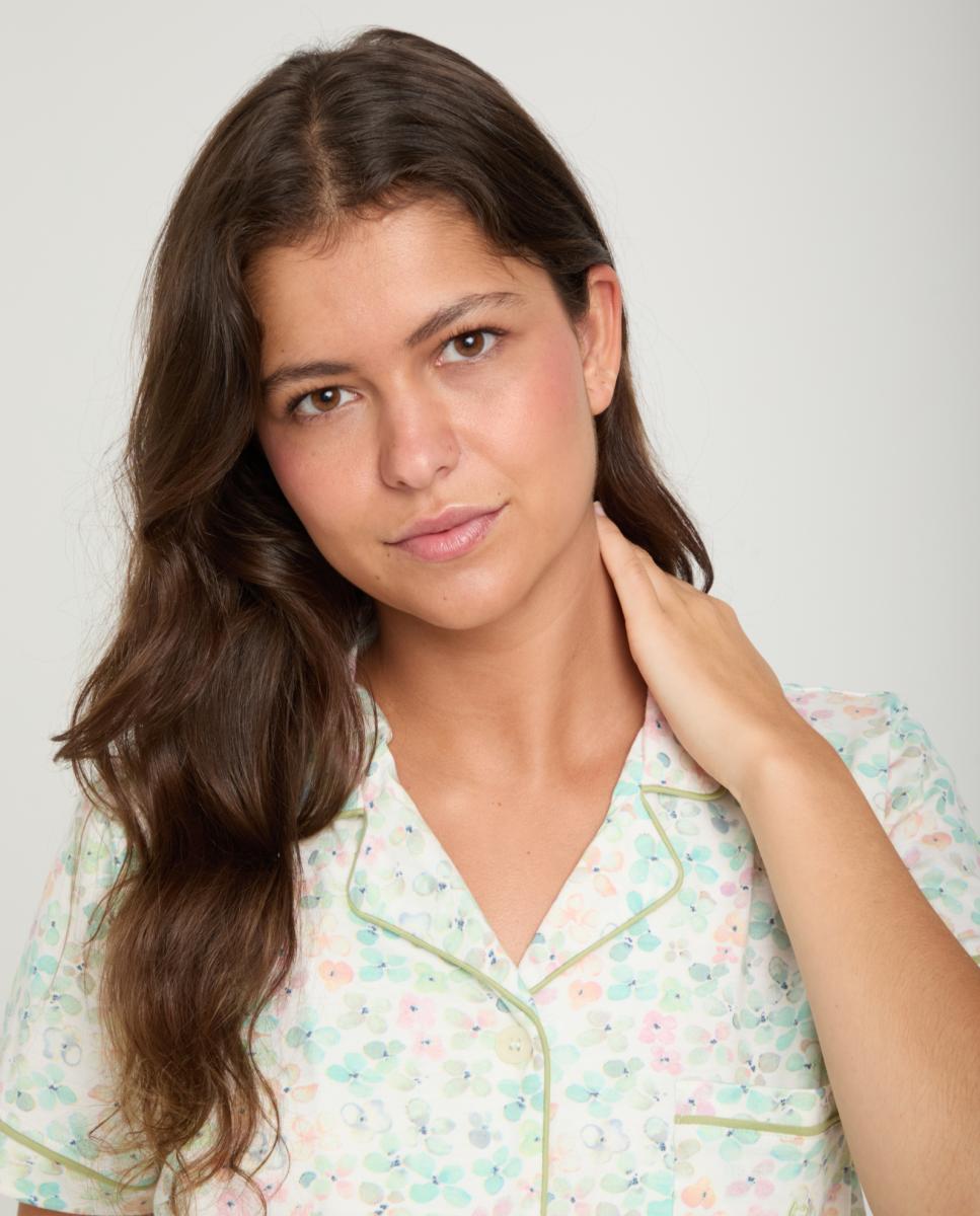 Pijama Curto de Malha Branco-3