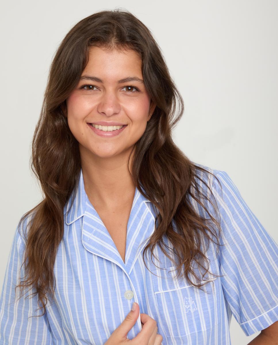 Pijama Curto de Tecido Azul-3