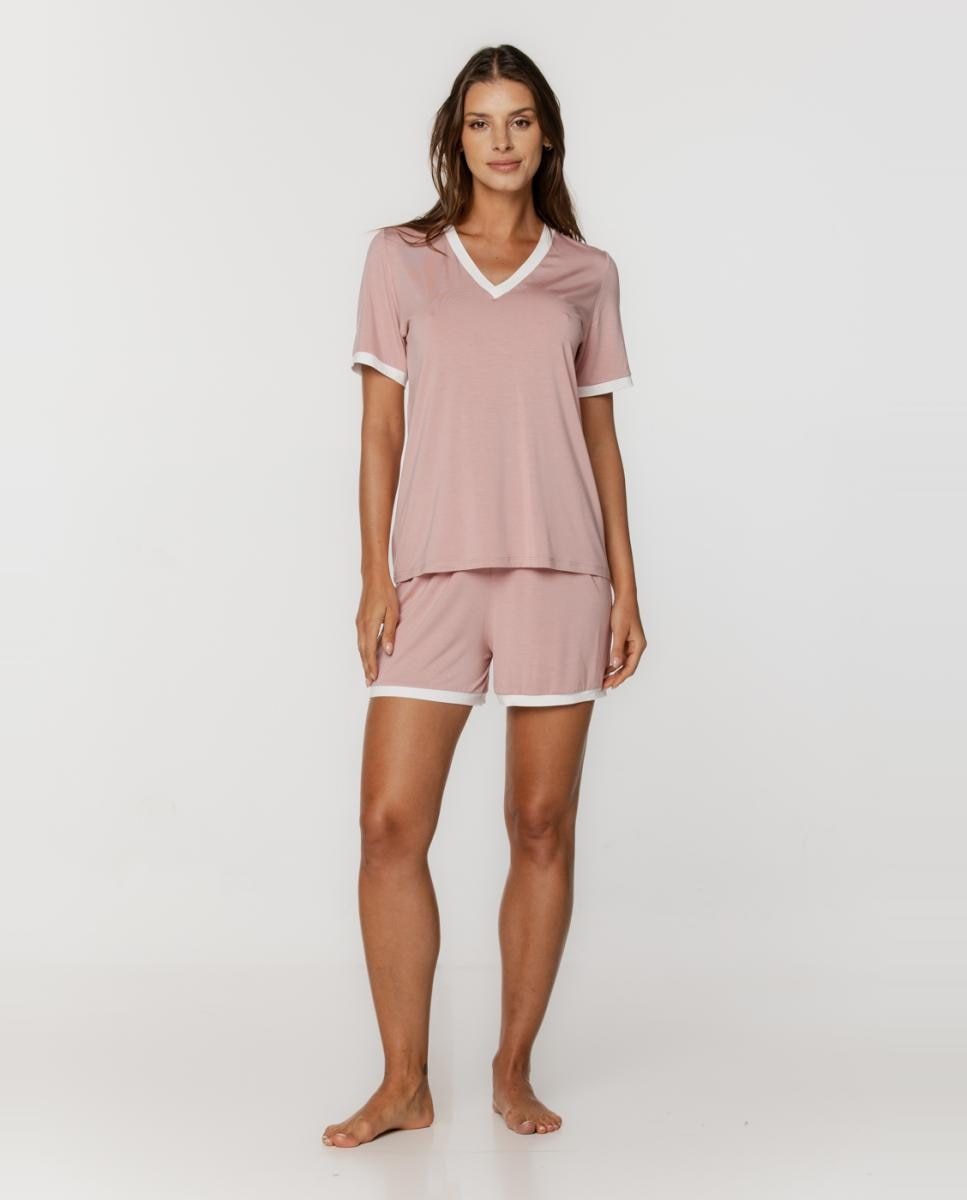 Imagem 0 de Pijama Curto de Micro Modal com Decote em Bico