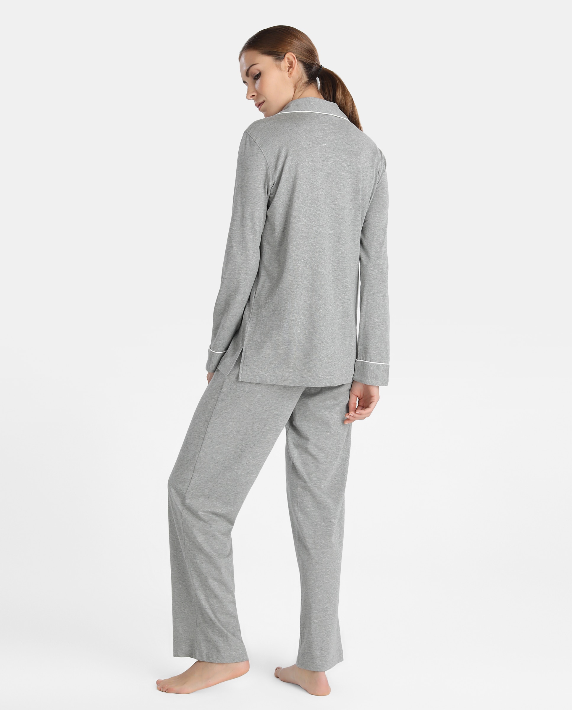 Pijama comprido de mulher Lauren Ralph Lauren Cinzento-2