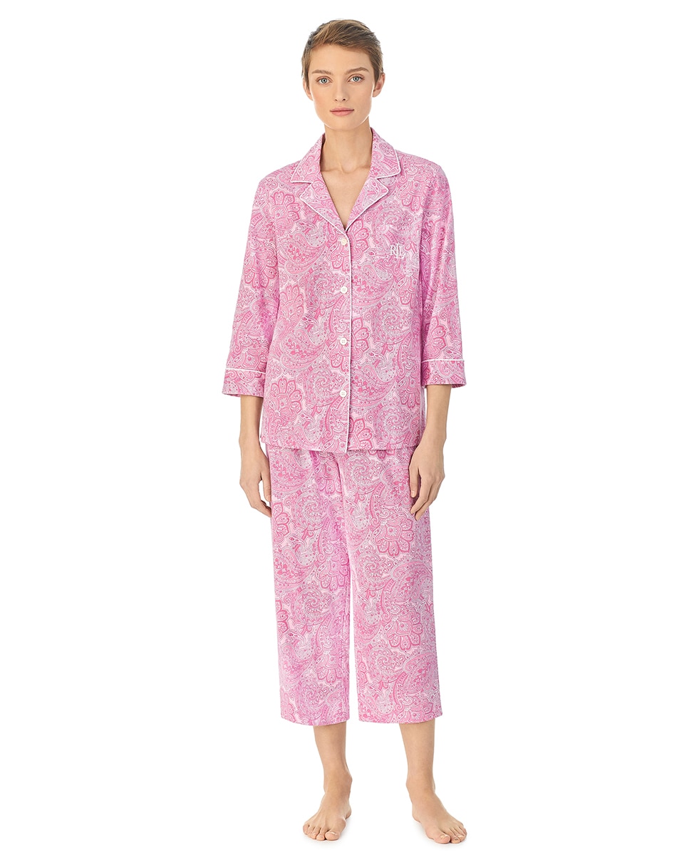 Calças de Pijama Capri Rosa-1