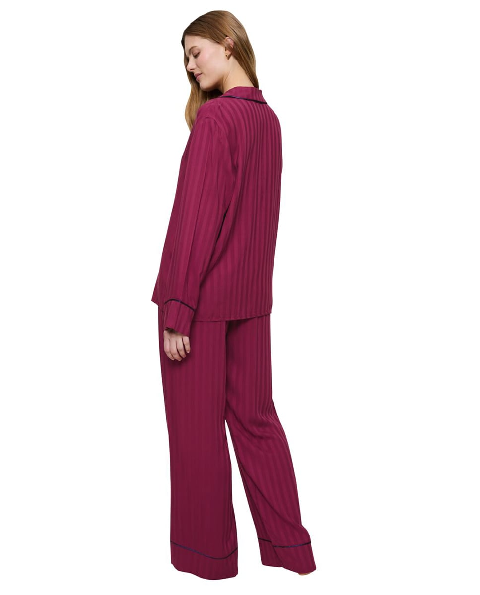 Pijama Clássico Estilo Boyfriend Confecionado em Viscose Vermelho-2