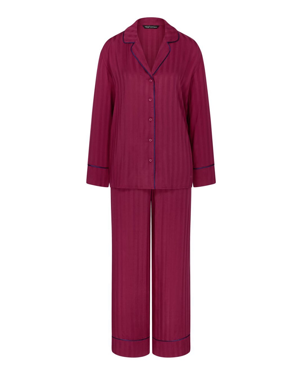 Pijama Clássico Estilo Boyfriend Confecionado em Viscose Vermelho-4