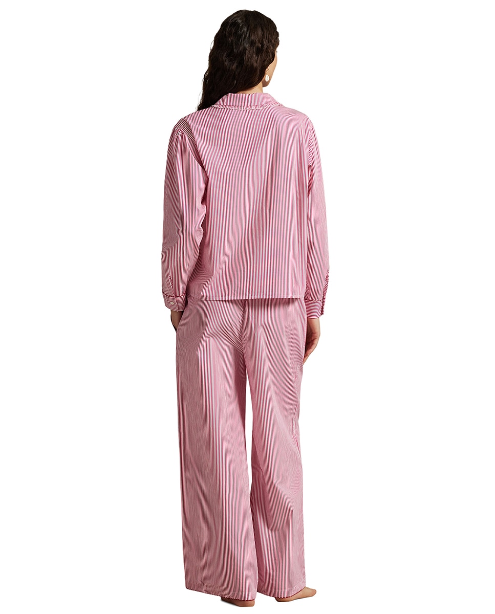 Pijama de Popelina com Manga Comprida - Rosa Rosa-2