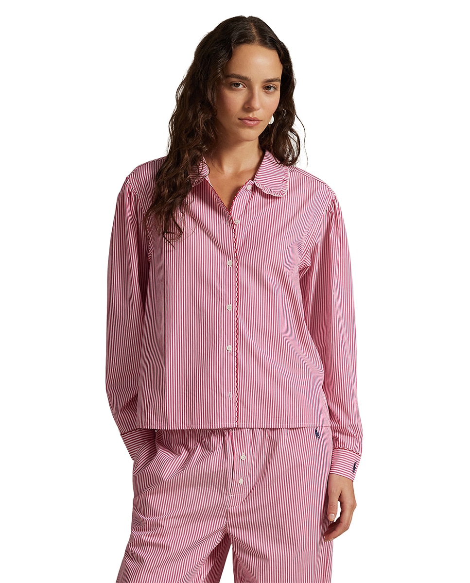 Pijama de Popelina com Manga Comprida - Rosa Rosa-3