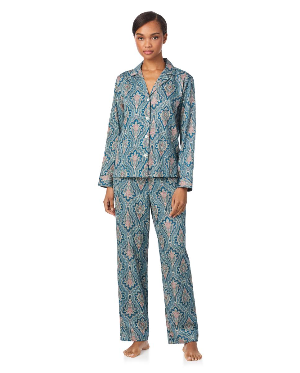 Pijama de Algodão e Viscose Azul-1