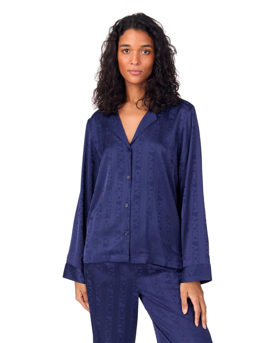 Pijama de Poliéster Acetinado Azul-marinho-3