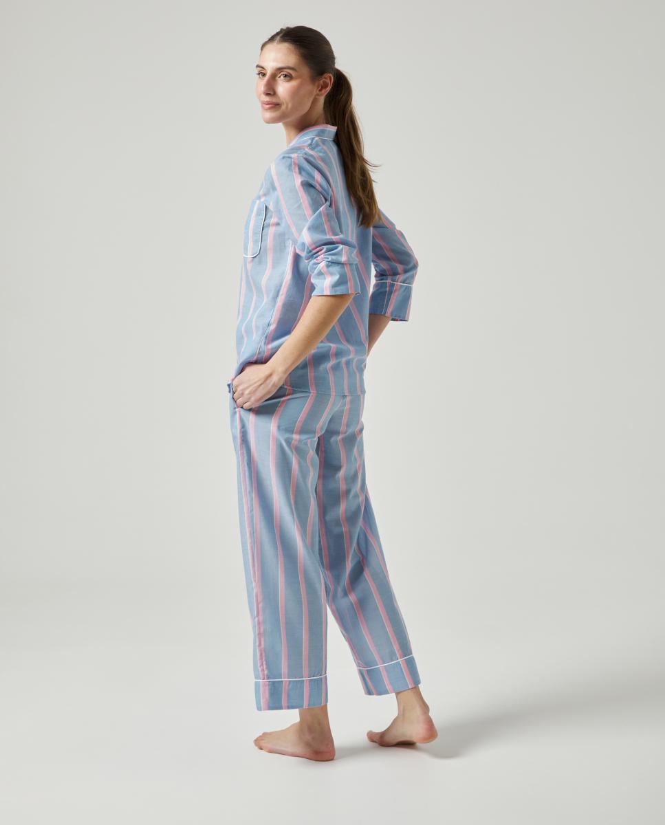 Pijama Comprido de Tecido Estampado Azul-2