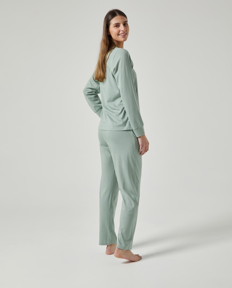 Pijama Comprido de Ponto Liso Verde-2