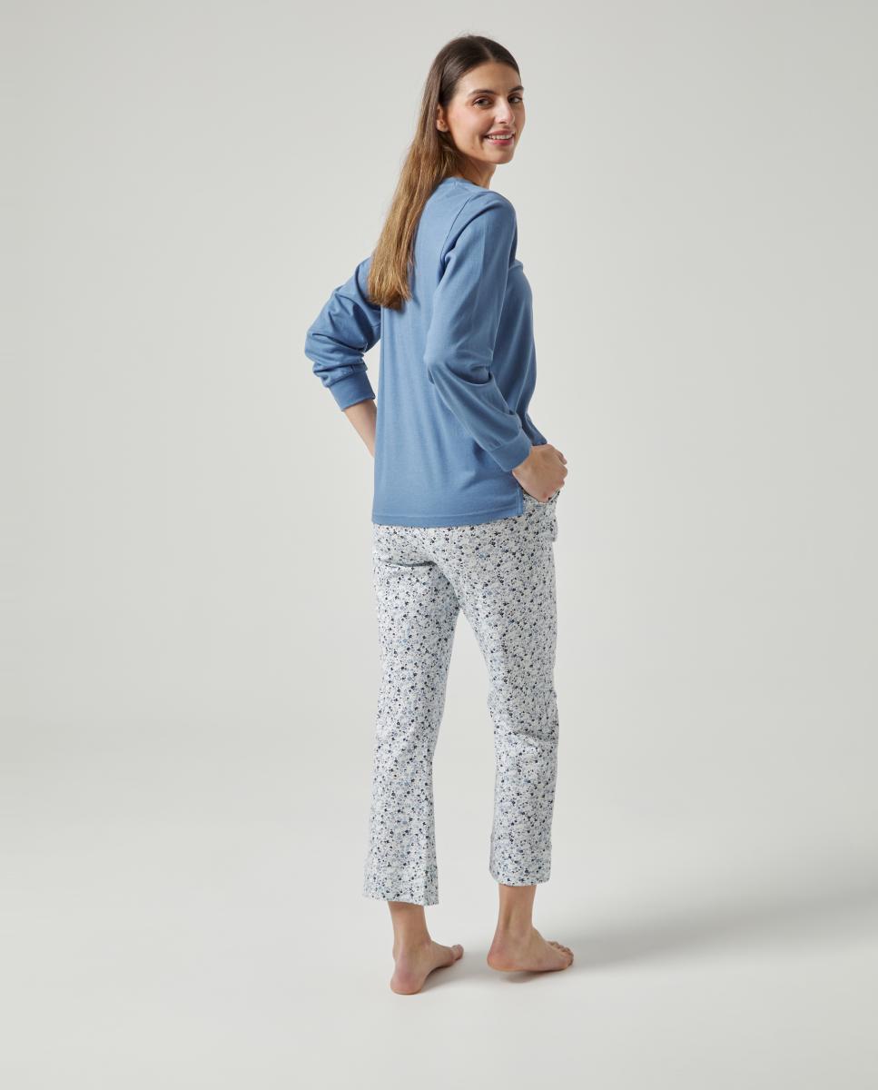Pijama Comprido de Ponto Liso Azul-2