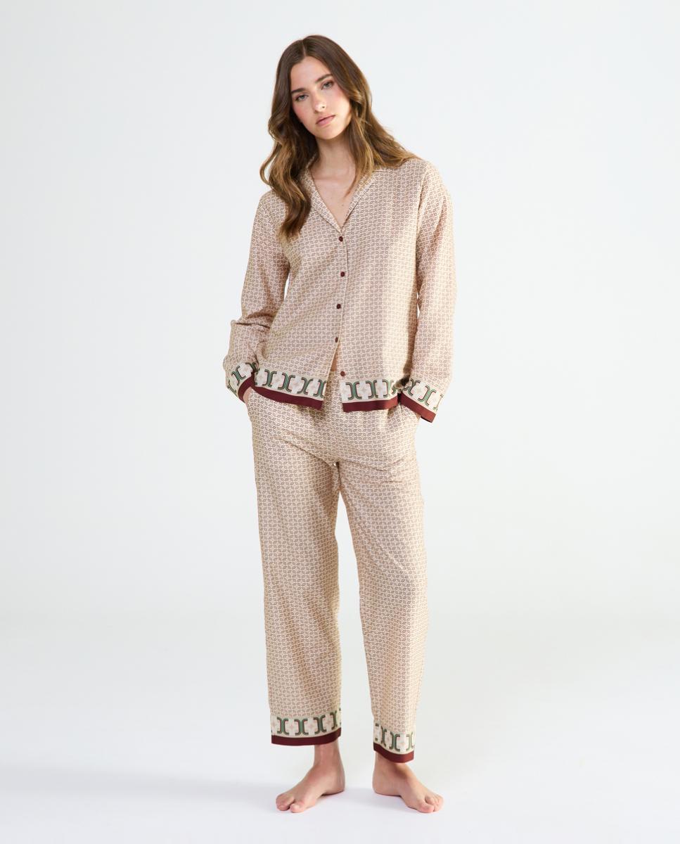Imagem 0 de Pijama 7/8 de Manga Comprida - Bege