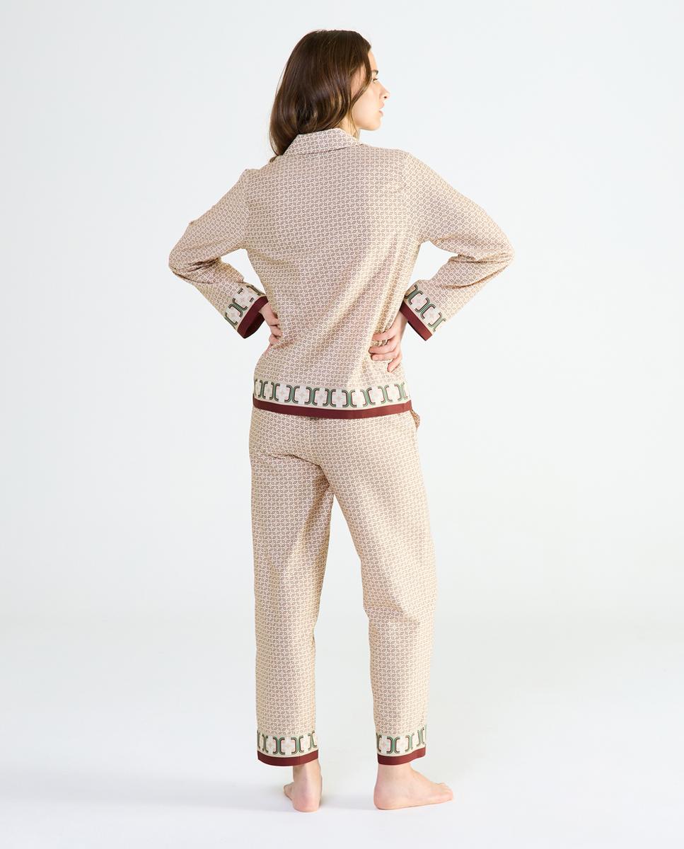 Pijama 7/8 de Manga Comprida - Bege Bege-2