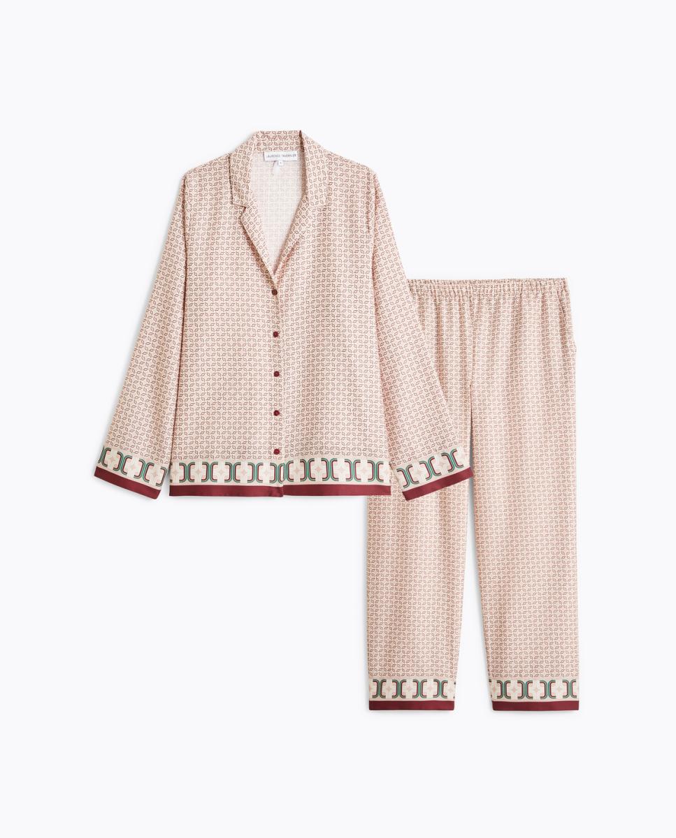 Pijama 7/8 de Manga Comprida - Bege Bege-6