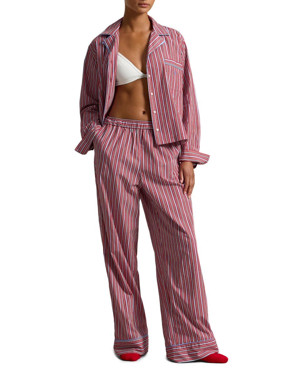 Imagen 0 de Pijama de mujer de rayas con vivos Azul