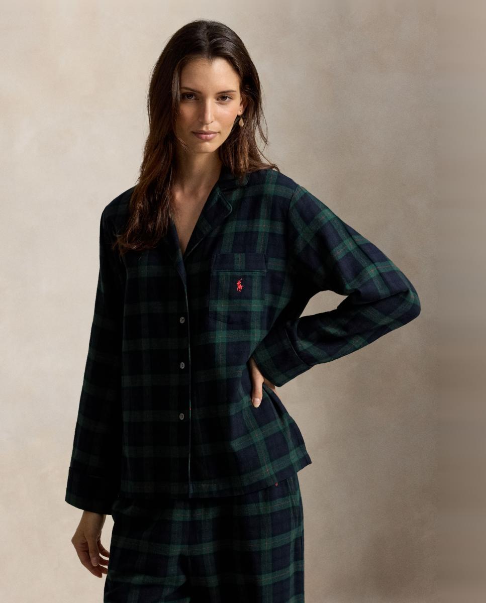 Imagen 3 de Pijama de mujer Madison de franela - Polo Ralph Lauren - Azul Azul