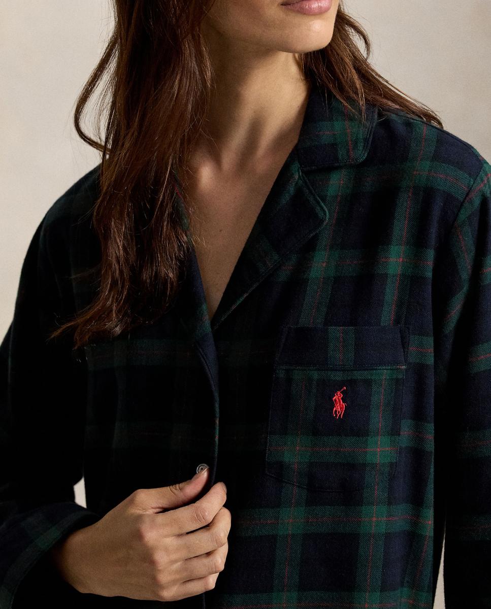 Imagen 4 de Pijama de mujer Madison de franela - Polo Ralph Lauren - Azul Azul