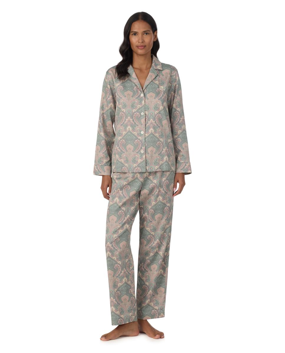 Pijama de mujer manga larga pantalón largo - Lauren - Verde Verde-1