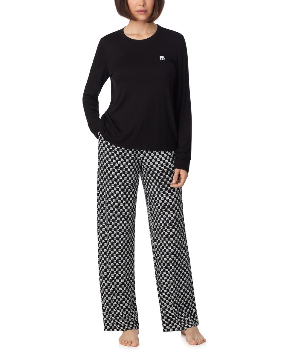 Pijama de mujer largo - DKNY - Negro Negro-1