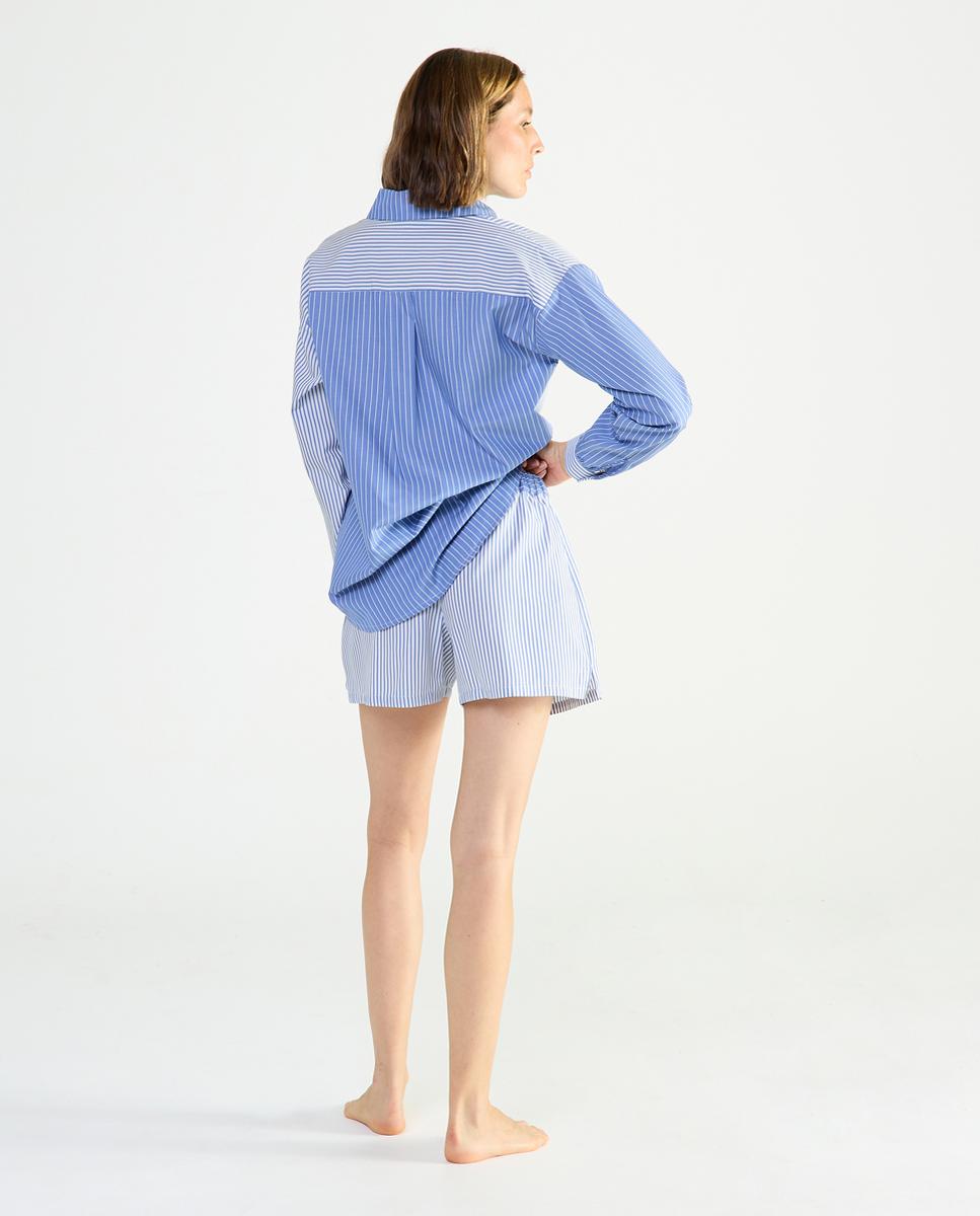 Pijama Curto de Manga Comprida - Azul Azul-2