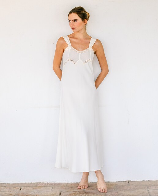 Camisón de algodón jaretas