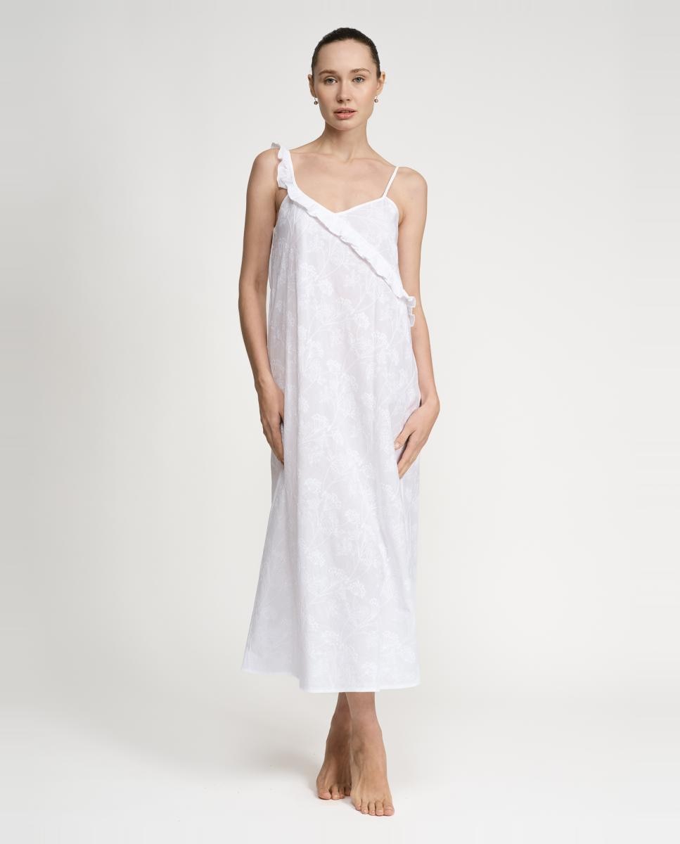 Imagem 0 de Camisa de Dormir Comprida de Algodão Trabalhado