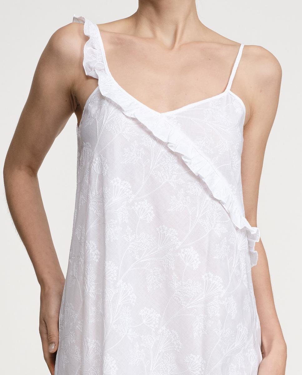 Camisa de Dormir Comprida de Algodão Trabalhado Natural-4