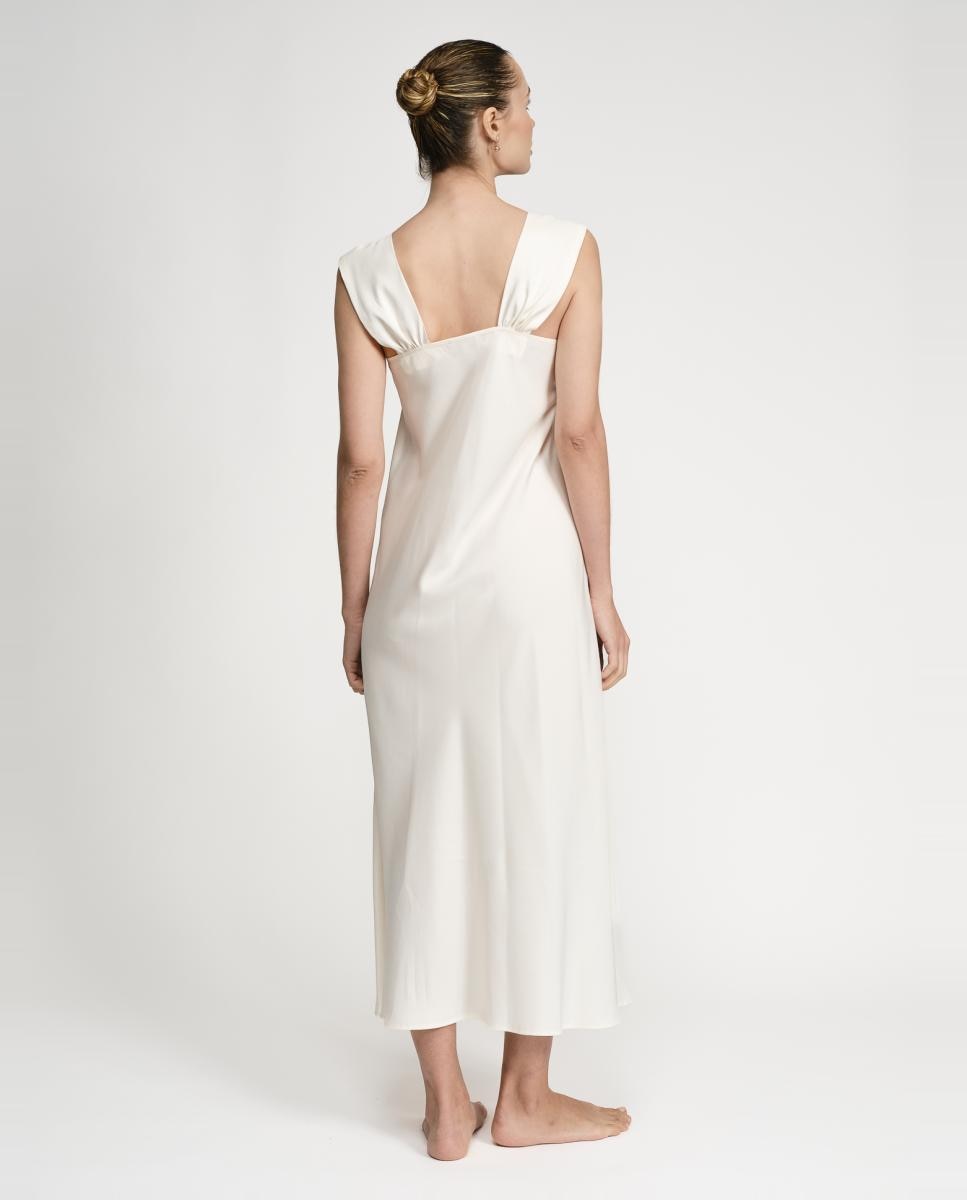 Camisa de dormir comprida de cetim Natural-2